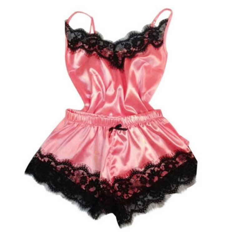 Tube top ice silk pajamas women's jumpsuit