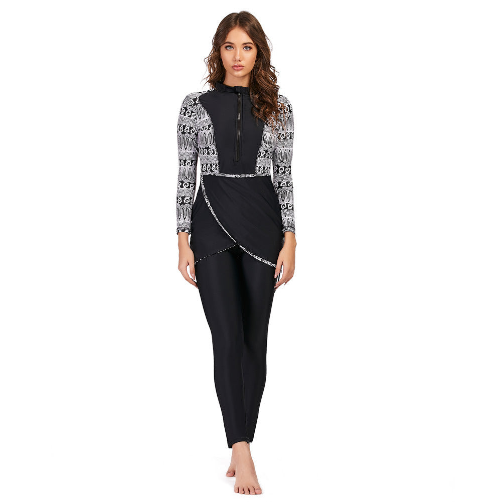 Black and White Geometric Burkini