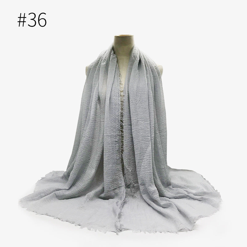 Bubble plain Scarf / cotton scarf fringes women soft solid hijab popular muffler shawls big Pashmina wrap hijab