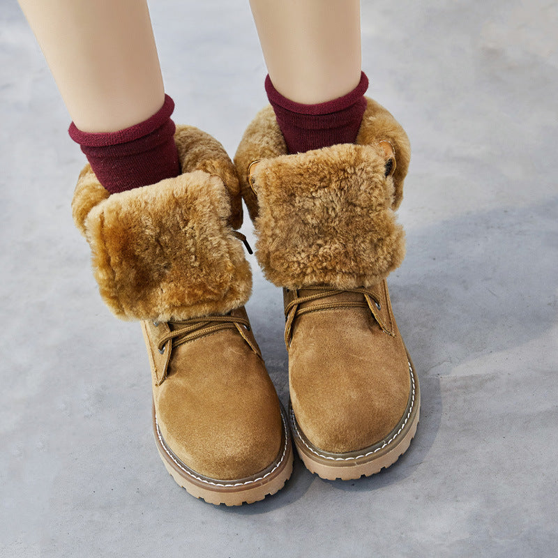 Leather padded high top snow boots