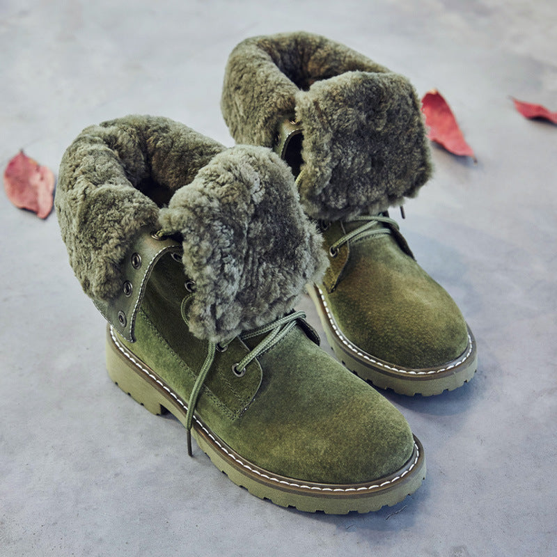 Leather padded high top snow boots