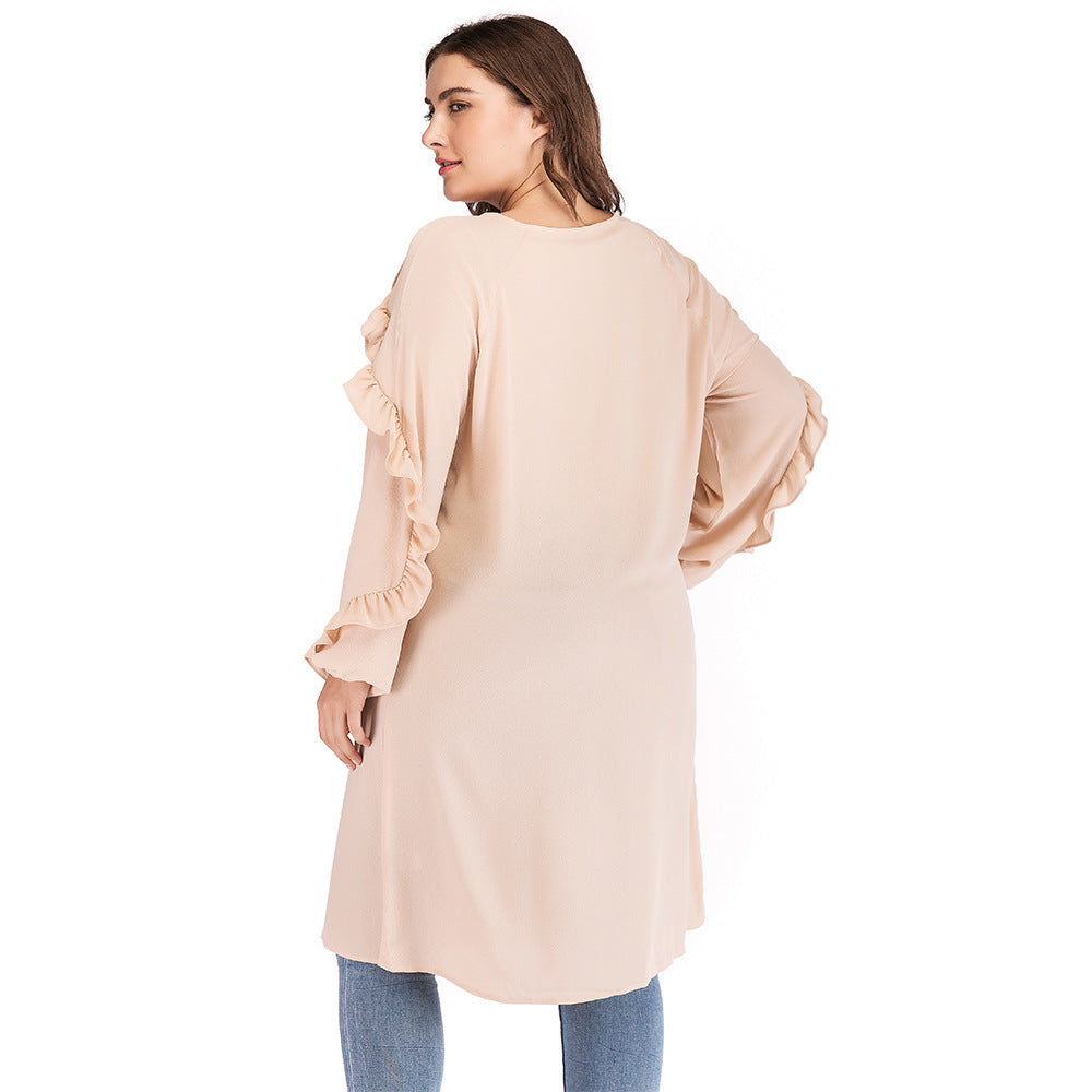 Light-Weight Belted Ruffle Tunic