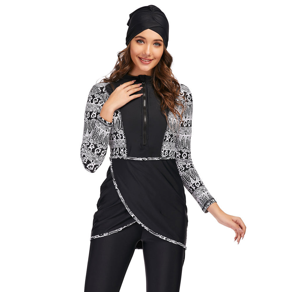 Black and White Geometric Burkini