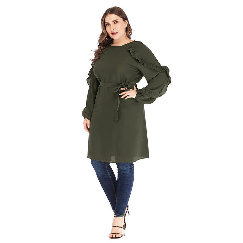 Light-Weight Belted Ruffle Tunic