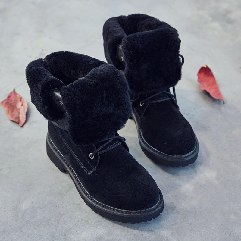 Leather padded high top snow boots