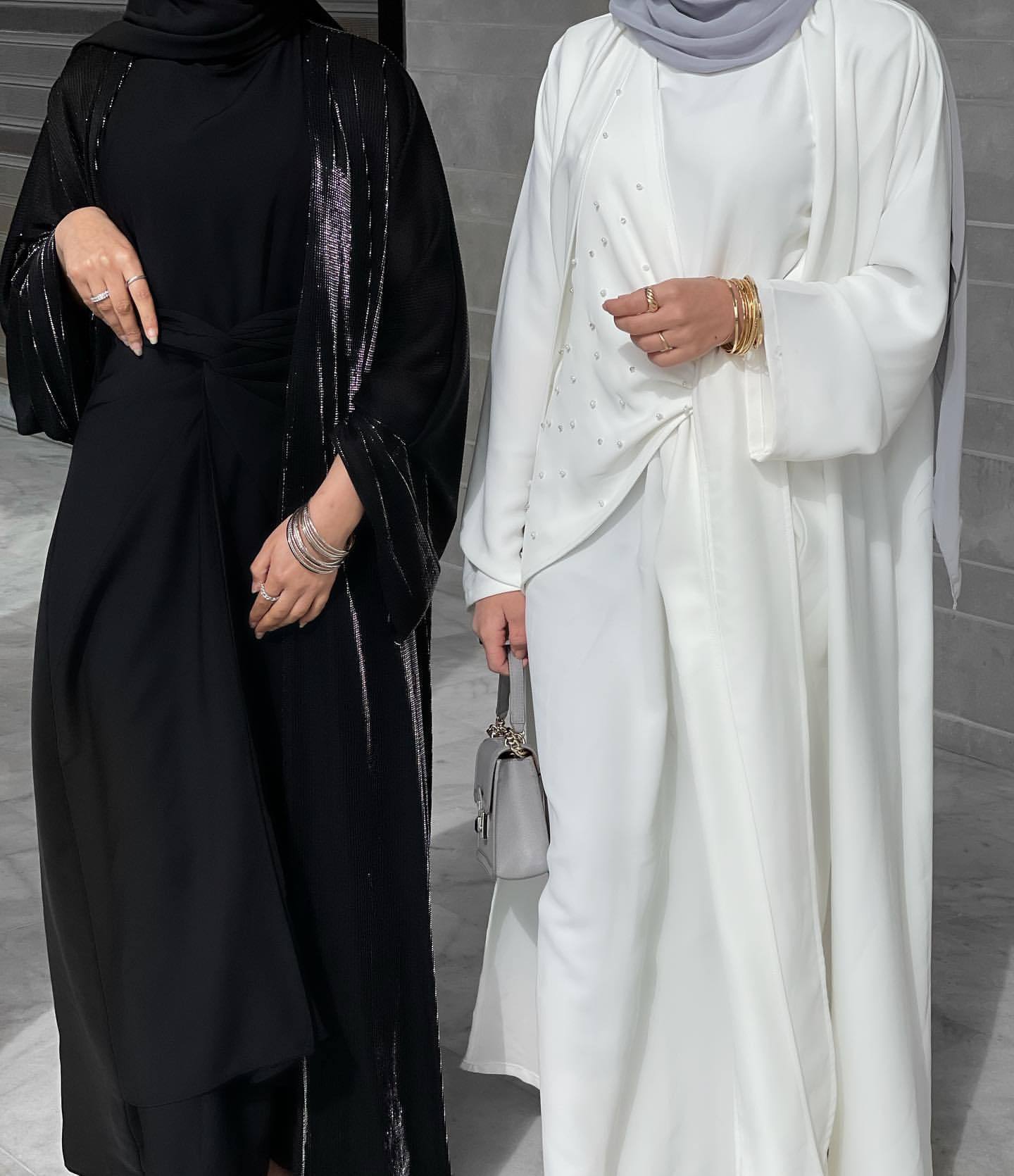 Beaded Women's Muslim Solid Color Two-piece Suit