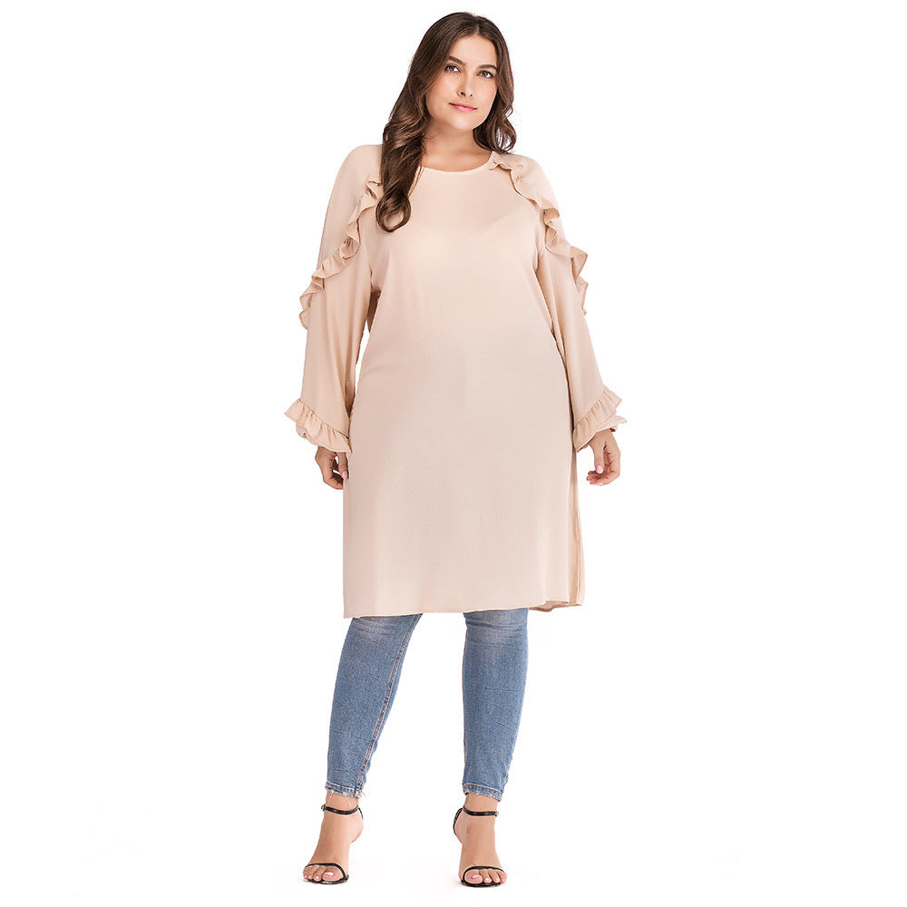 Light-Weight Belted Ruffle Tunic