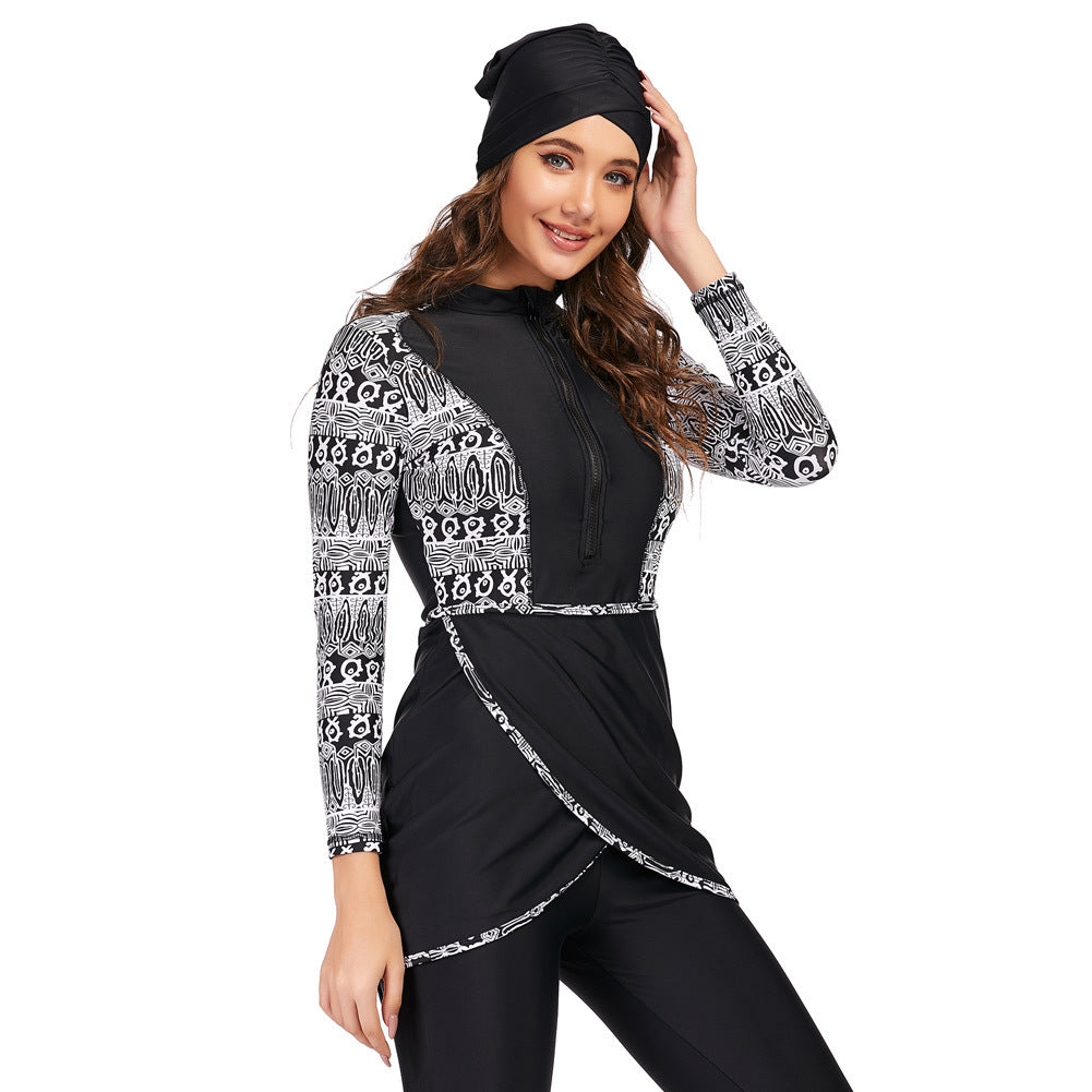Black and White Geometric Burkini
