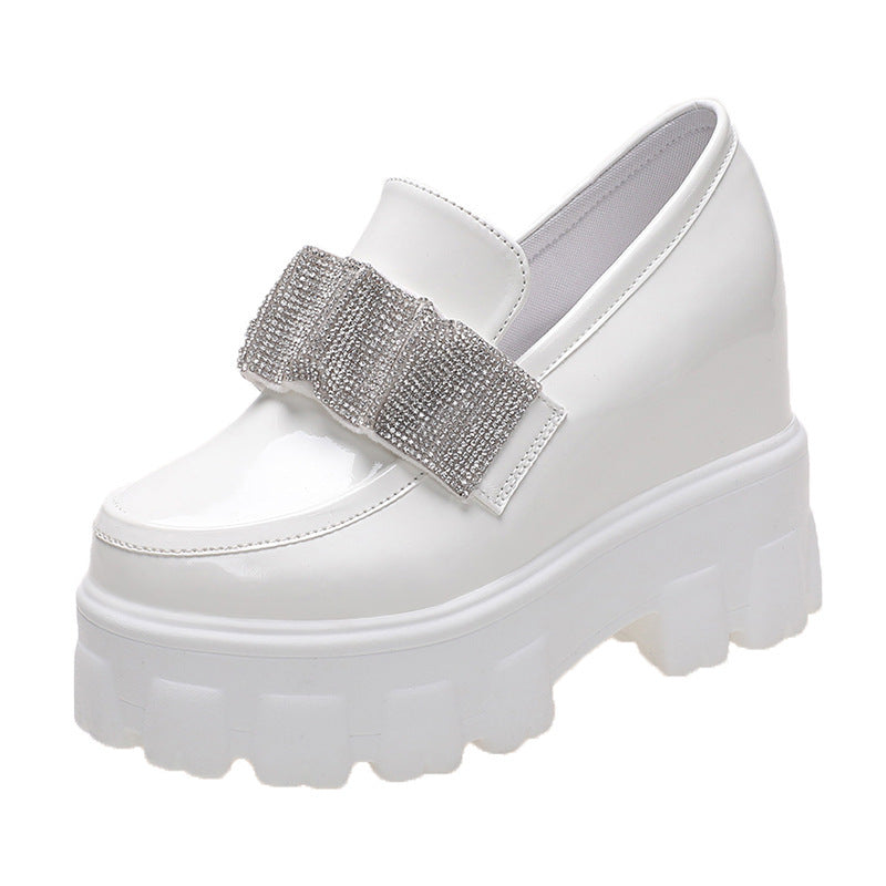 British Style Patent Leather Platform Round Toe Fashion Small Leather Shoes