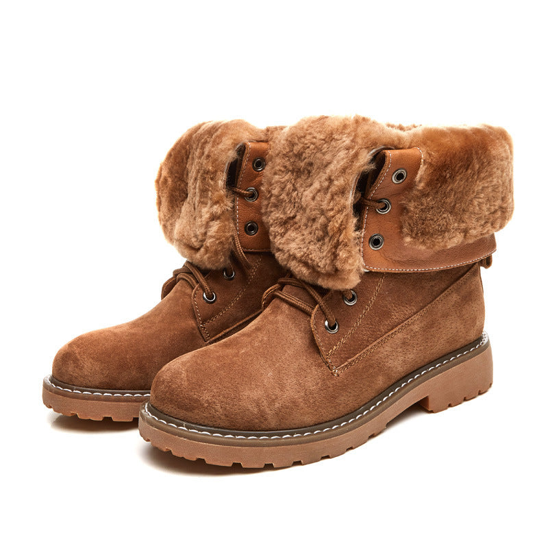 Leather padded high top snow boots