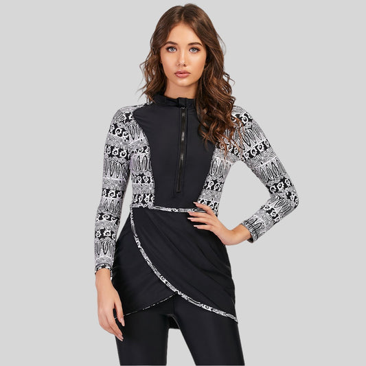 Black and White Geometric Burkini