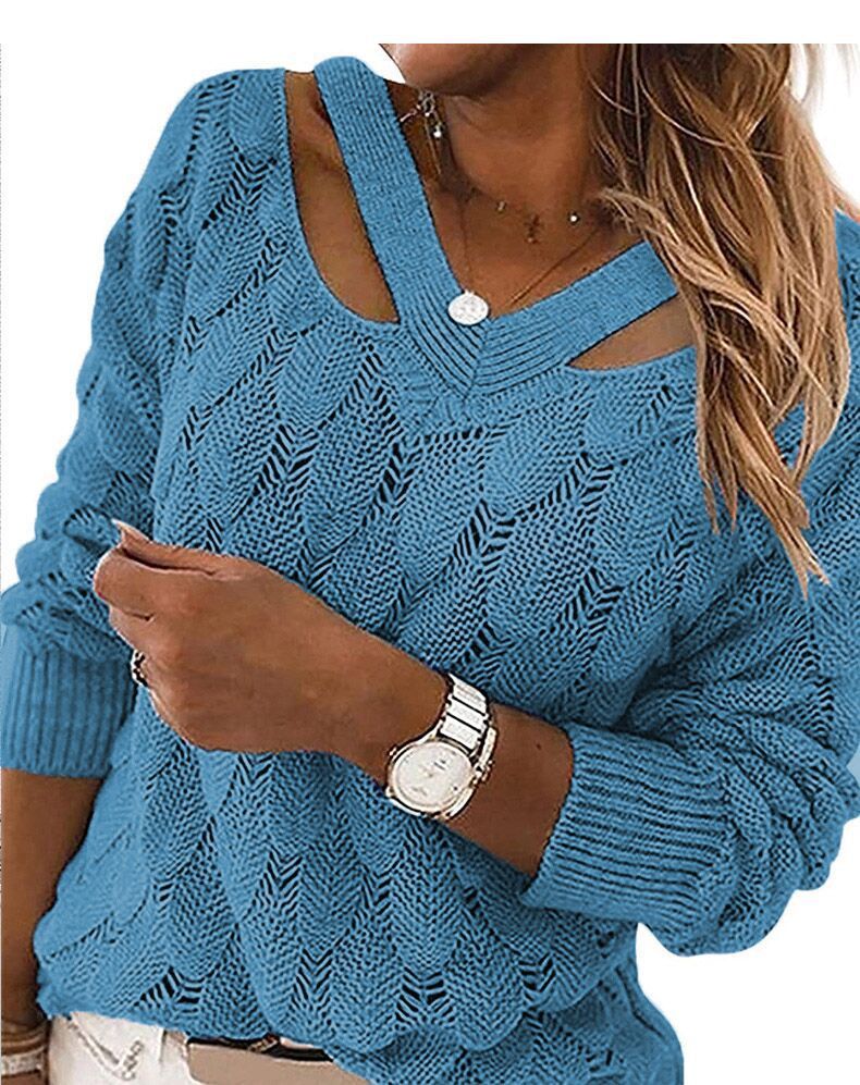 Women's Knit Sweater V-neck Strapless Sweater