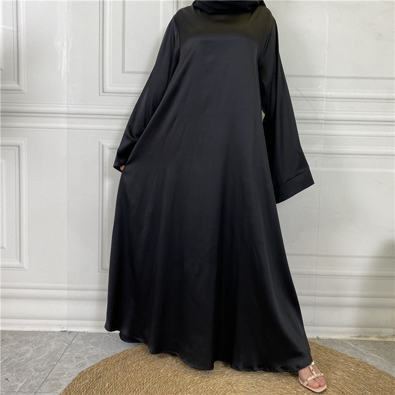 Middle East Dubai Hot Sale Lace Up Satin Muslim Dress