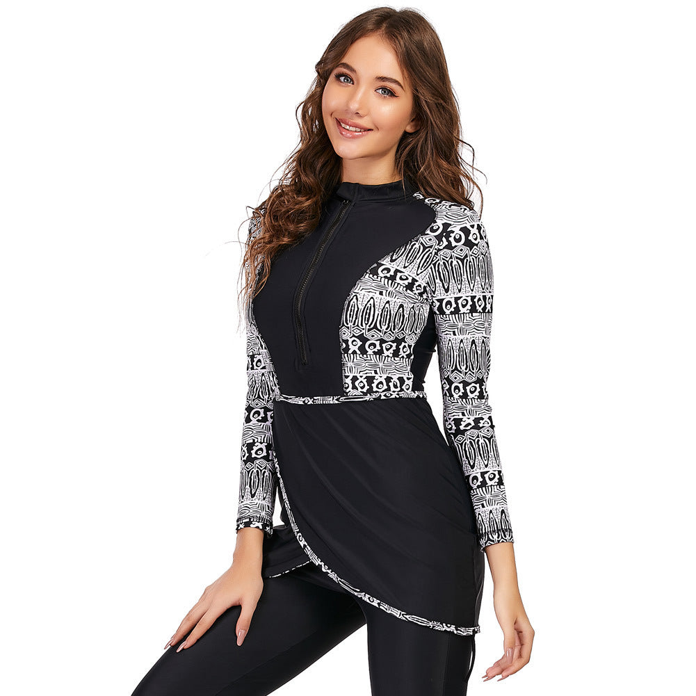 Black and White Geometric Burkini