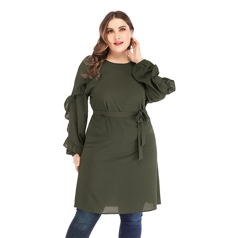 Light-Weight Belted Ruffle Tunic