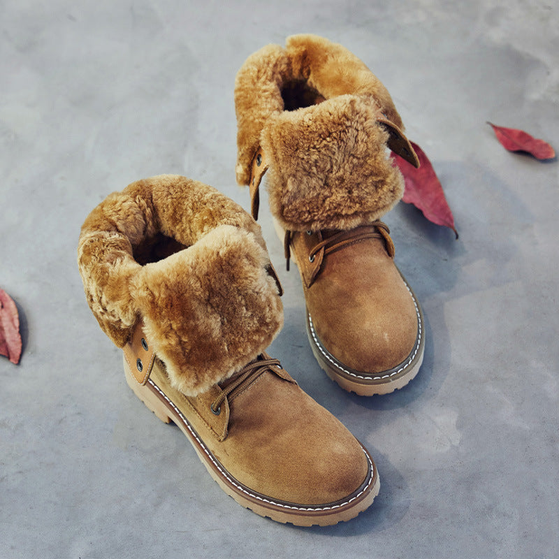 Leather padded high top snow boots