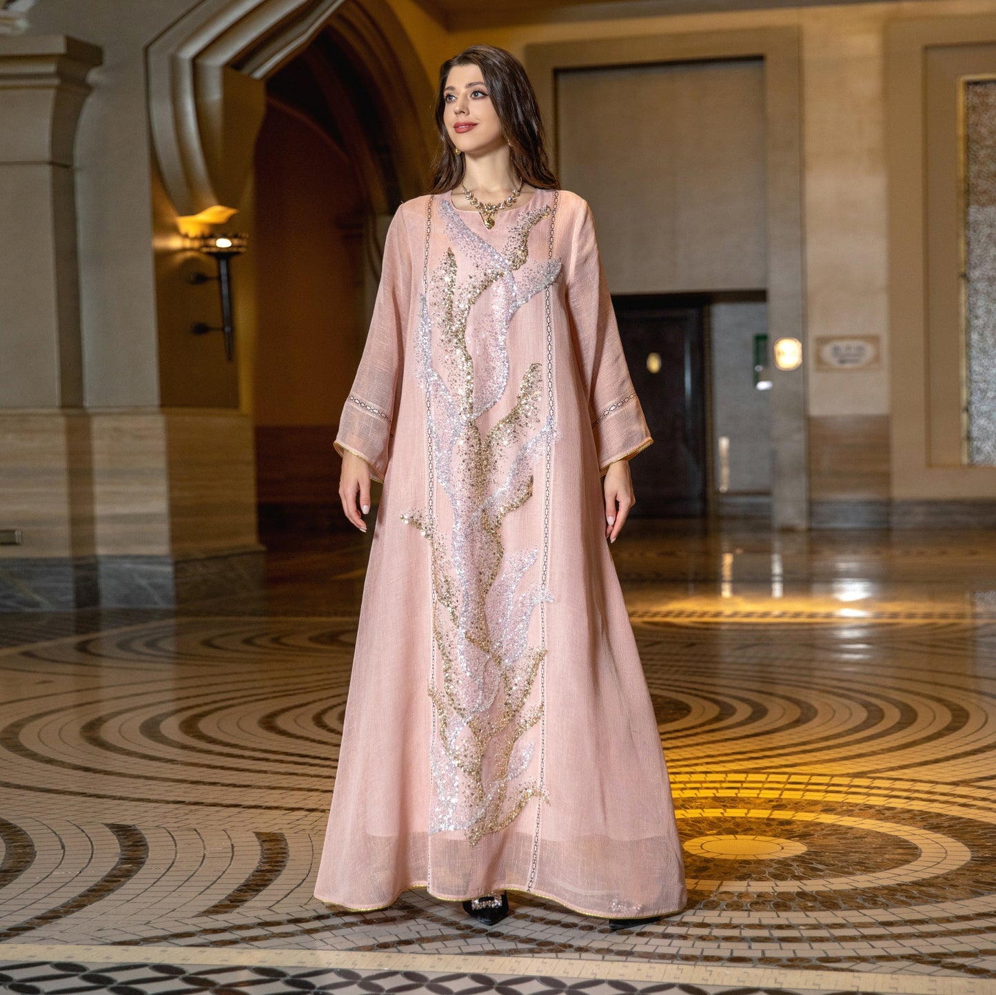 Muslim Robe Sequined Embroidery Dress