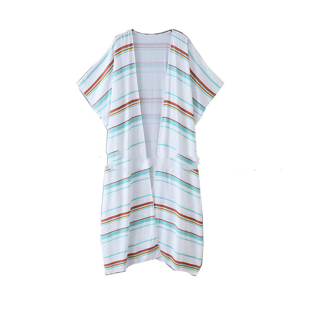 Tie-dye striped thin long sleeve blouse